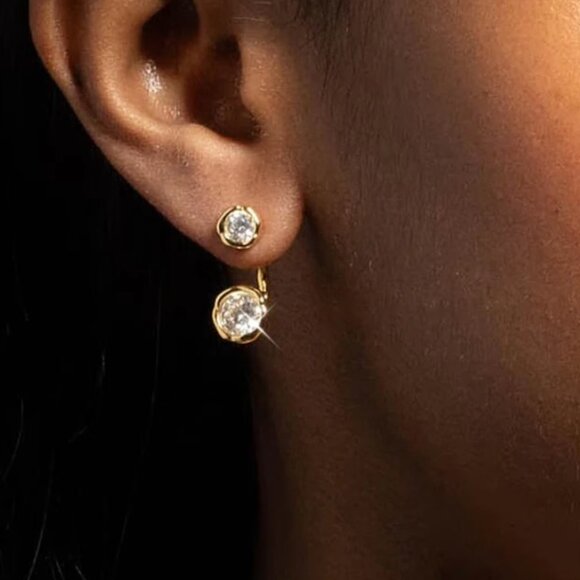 Alexis Bittar Jewelry - Alexis Bittar Asterales Gold Molten Front Back Earring Gold